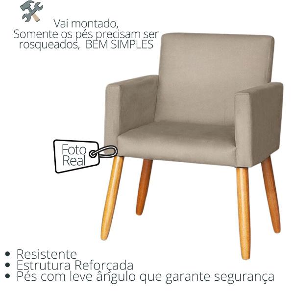 Imagem de Kit 2 Poltronas para Manicure Sala Decorativa Cadeira Estofada Resistente Escritório Recepção Sala de estar Pés palito de madeira