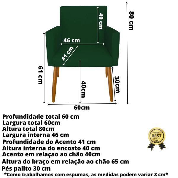 Imagem de Kit 2 Poltronas para Manicure Sala Decorativa Cadeira Estofada Resistente Escritório Recepção Sala de estar Pés palito de madeira