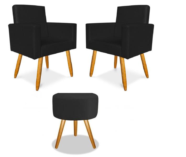 Kit 2 Poltronas Para Sala com Puff Amamentação Descanso - Casal Decor Imagem de Kit 2 Poltronas Para Sala com Puff Amamentação Descanso