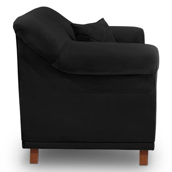 Imagem de Kit 2 Poltronas Para Sala de Estar Vênus Suede Preto Pés Castanho - Pallazio