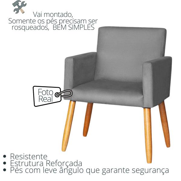 Imagem de Kit 2 Poltronas para Sala Decorativa Cadeira Estofada Resistente Escritório Recepção Sala de estar manicure Pés palito de madeira