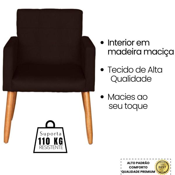 Imagem de Kit 2 Poltronas para Sala Decorativa Cadeira Estofada Resistente Escritório Recepção Sala de estar manicure Pés palito de madeira