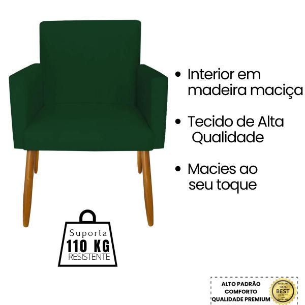 Imagem de Kit 2 Poltronas para Sala Decorativa Cadeira Estofada Resistente Escritório Recepção Sala de estar manicure Pés palito de madeira