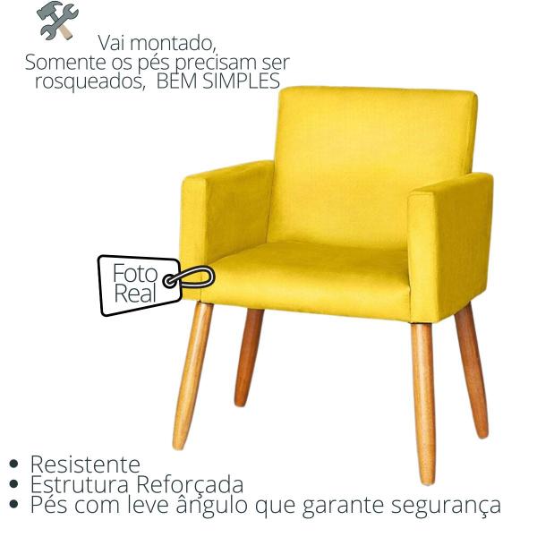 Imagem de Kit 2 Poltronas para Sala Decorativa Cadeira Estofada Resistente Escritório Recepção Sala de estar manicure Pés palito de madeira