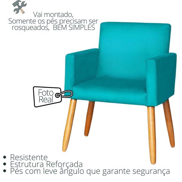 Imagem de Kit 2 Poltronas para Sala Decorativa Cadeira Estofada Resistente Escritório Recepção Sala de estar manicure Pés palito de madeira