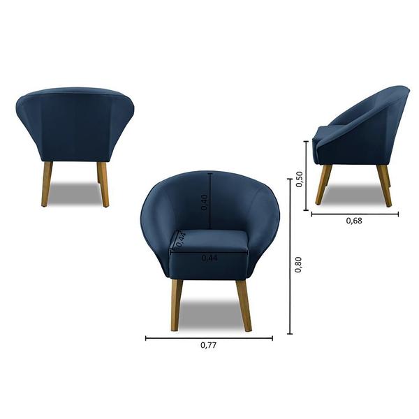 Imagem de Kit 2 Poltronas Para Sala Decorativa Milena Veludo Azul Adonai Estofados