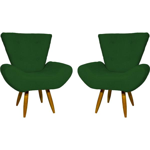 Imagem de Kit 2 Poltronas Para Sala DECORATIVAS EMILIA SUEDE CORES PÉ CASTANHO - CLIQUE E DECORE