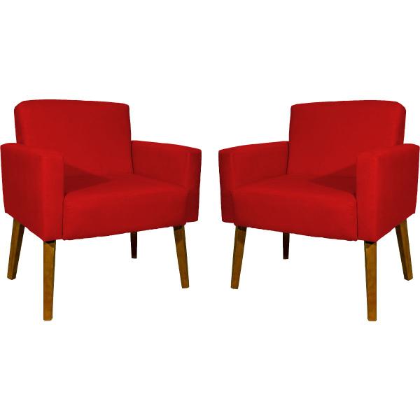 Imagem de Kit 2 Poltronas Para Sala Decorativas Hope Suede Cores Pé Castanho - Clique E Decore