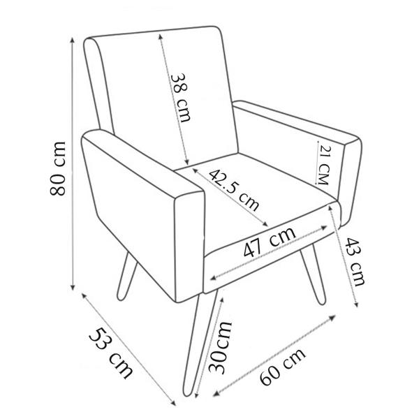 Imagem de Kit 2 Poltronas Para Sala Decorativas Nina Suede Cores Pé Castanho