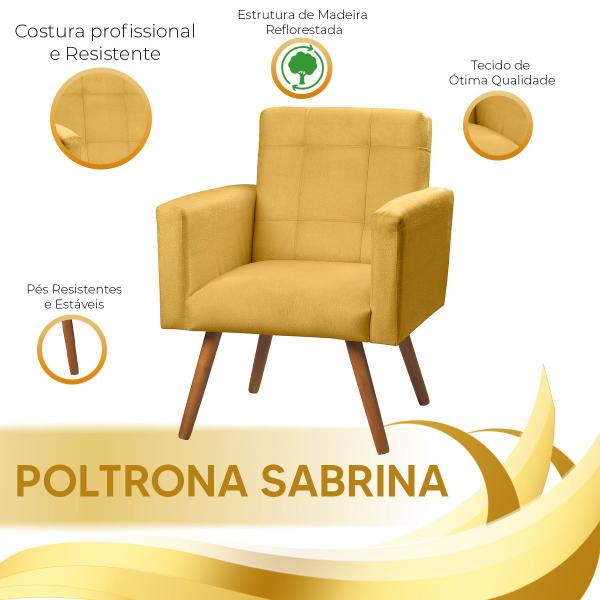 Imagem de Kit 2 Poltronas Pés Palito Sala Recepção Atendimento com Puff Sabrina Veludo Amarelo -  Shop das Cabeceiras