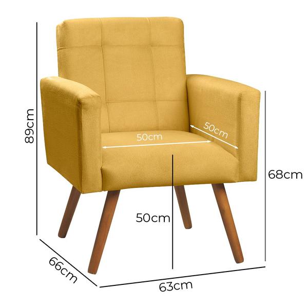 Imagem de Kit 2 Poltronas Pés Palito Sala Recepção Atendimento Decorativas Sabrina Veludo Amarelo - Shop das Cabeceiras