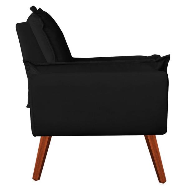 Imagem de Kit 2 Poltronas + Puff Decorativo Opala Suede Preto - Navega Móveis