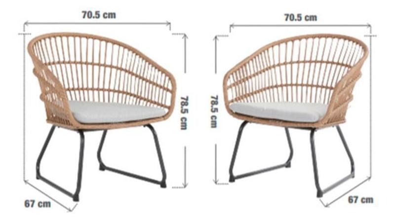 Imagem de Kit 2 Poltronas Rattan E Aco - Bege - 78X67 Cm - Importada