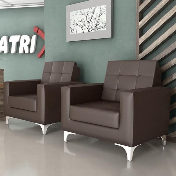 Imagem de Kit 2 Poltronas Recepção Decorativa Taina Marrom Matrix