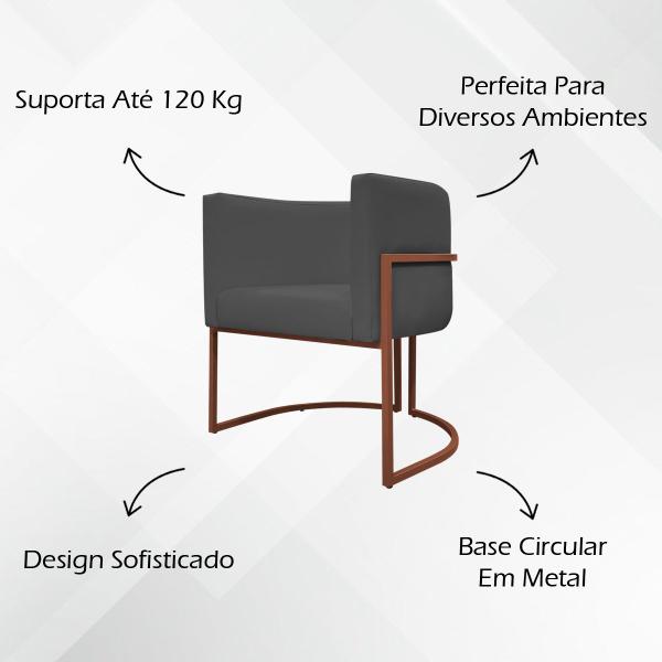 Imagem de Kit 2 Poltronas Recepção Luna Tecido Sintético Cores Base de Ferro Bronze