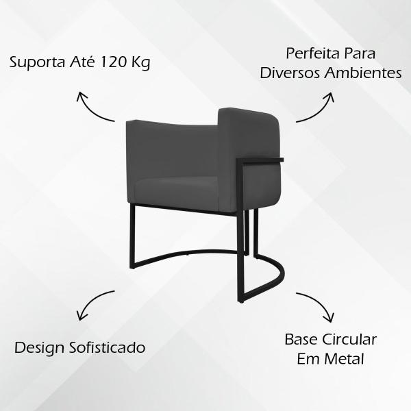 Imagem de Kit 2 Poltronas Recepção Luna Tecido Sintético Cores Base de Ferro Preta