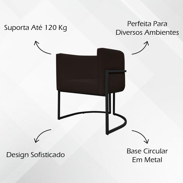 Imagem de Kit 2 Poltronas Recepção Luna Tecido Sintético Cores Base de Ferro Preta