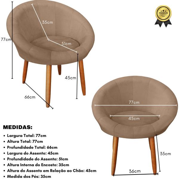 Imagem de Kit 2 Poltronas Roma para Escritório Sala de Estar Decorativa Cadeira Estofada Resistente Recepção de Luxo