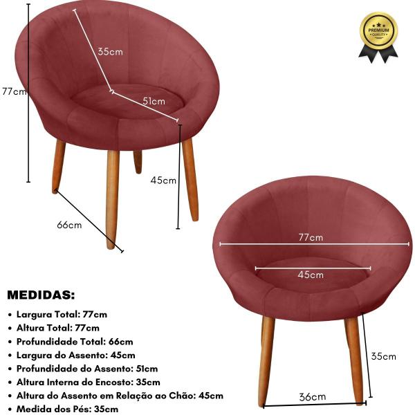 Imagem de Kit 2 Poltronas Roma para Escritório Sala de Estar Decorativa Cadeira Estofada Resistente Recepção de Luxo