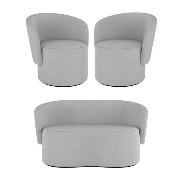 Imagem de Kit 2 Poltronas + Sofá 2 Lugares Bouclê Luxo - Balaqui Decor