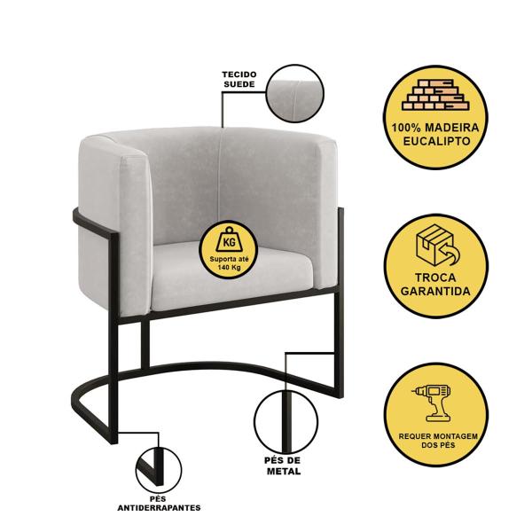 Imagem de Kit 2 Poltronas + Sofá 2 Lugares para Recepção  Balaqui