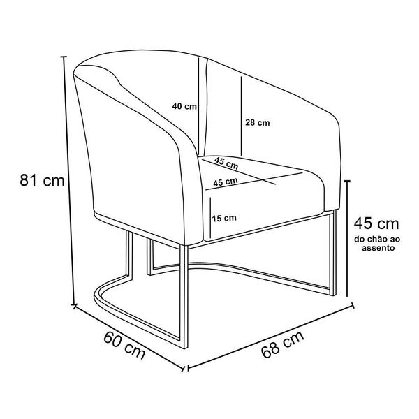 Imagem de Kit 2 Poltronas Stella Suede Base Metálica Industrial Preto - D'Rossi