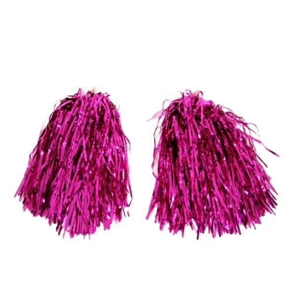 Imagem de Kit 2 Pom Pom Metalizado 32cm Rosa Pink Fantasia Torcida