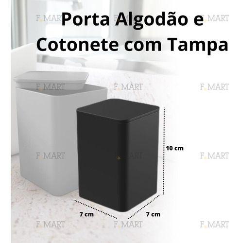 Imagem de Kit 2 Porta Algodao E Cotonete Com Tampa Stolf Preto