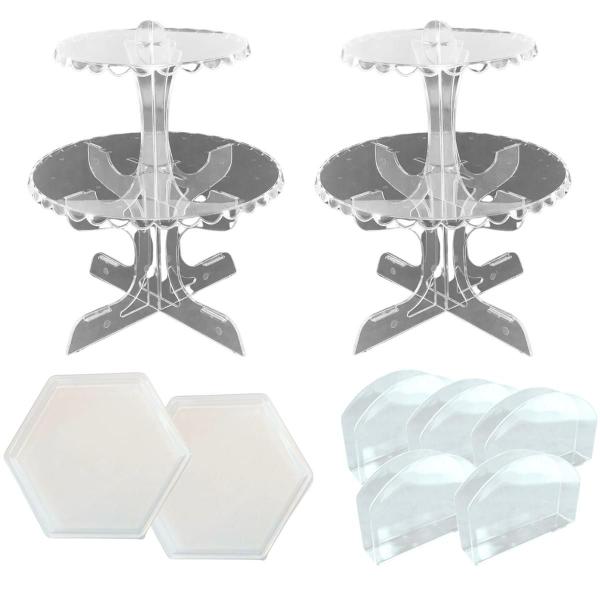 Kit 2 Porta Bala + 2 Bandeja Sextavada + 5 Porta Guardanapo - Nielshop Imagem de Kit 2 Porta Bala + 2 Bandeja Sextavada + 5 Porta Guardanapo
