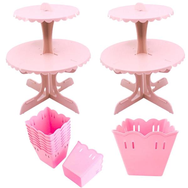 Imagem de Kit 2 Porta Bala Duplo + 10 Cachepot Plastico Mesa De Doces