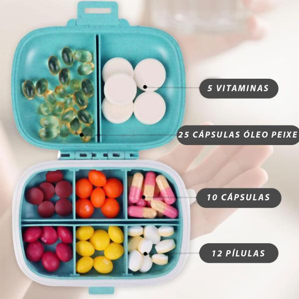 Imagem de Kit 2 Porta Comprimidos Diario Semanal Leve Portátil Bolsa Organizador Suplementos