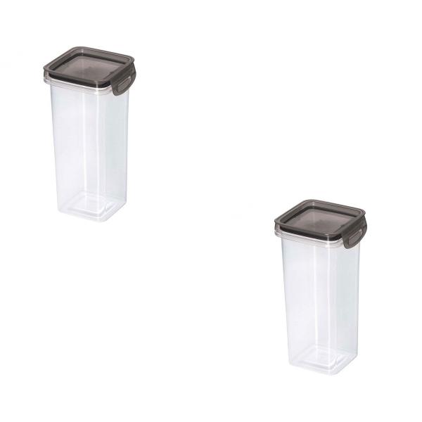 Kit 2 Porta Condimentos Quadrado Trava Mais 1,24L Cristal - Plasútil Imagem de Kit 2 Porta Condimentos Quadrado Trava Mais 1,24L Cristal