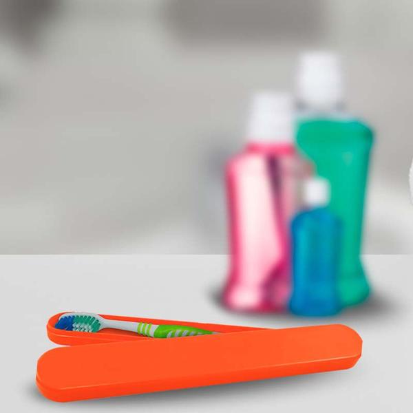 Imagem de Kit 2 Porta Escova Dental Laranja Neon Plástico