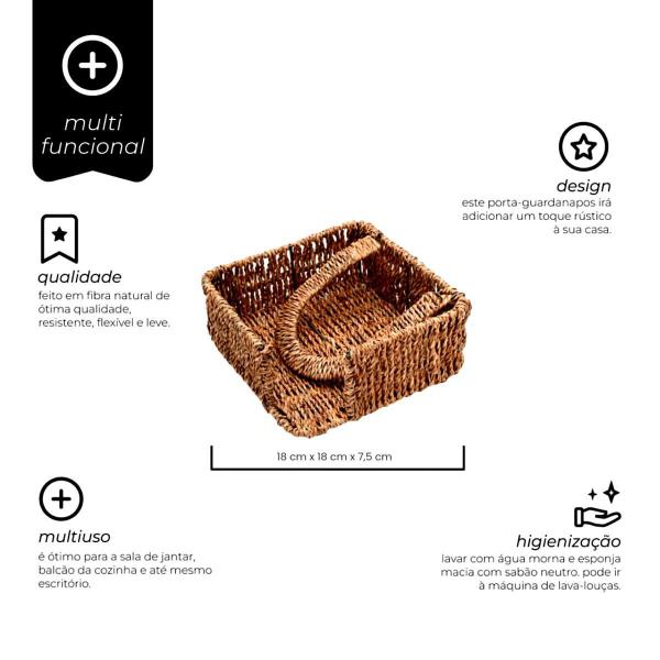 Imagem de Kit 2 Porta Guardanapo Mesa Quadrado Grande Em Fibra Natural