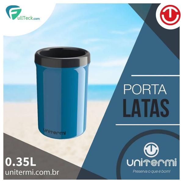 Imagem de Kit 2 Porta Latas Térmico 350ml Azul P/ Cerveja Refrigerante