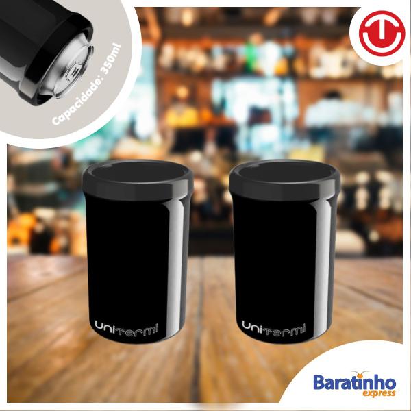 Imagem de Kit 2 Porta Latas Térmico 350ml Preto P/ Cerveja Refri