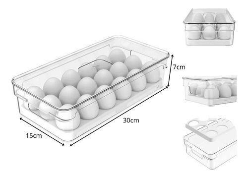 Imagem de kit 2 Porta Ovos Para Geladeira Com Tampa Empilhavel 18 Ovos