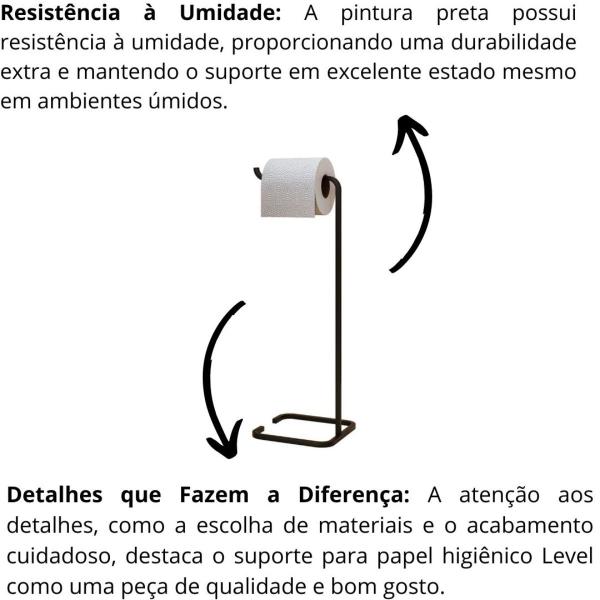 Imagem de Kit 2 Porta Papel Higiênico Para Banheiro Level Preto