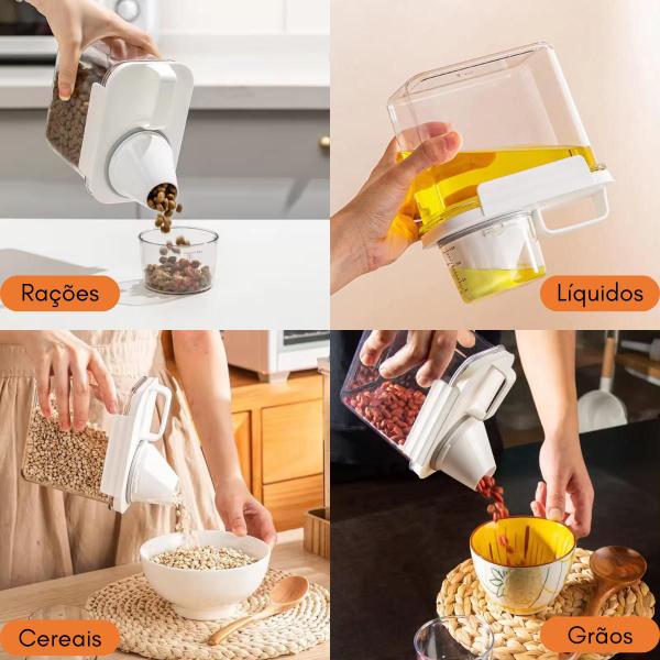 Imagem de Kit 2 Porta Sabão em Pó Dispenser para Sabão Líquido, Pote para Amaciante, Alimentos, Pote Hermético com Copo Dosador e Trava 1,1L- Maxx