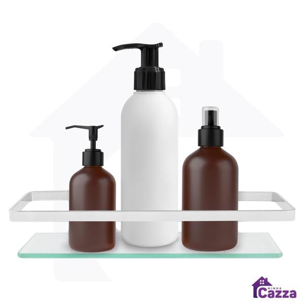 Imagem de KIT 2 Porta Shampoo Retangular Exclusivo Cromado Luxo Banheiro Cod 155