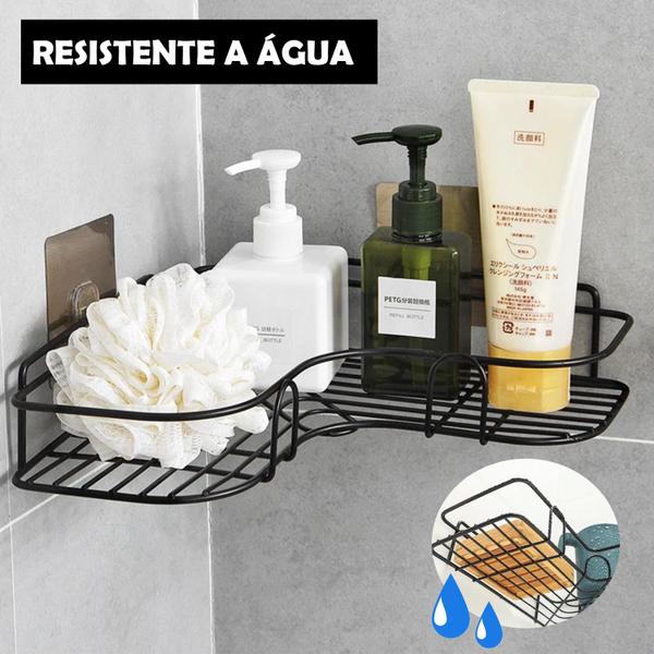Imagem de Kit 2 Porta Shampoo Sabonete Organizador Suporte De Canto Parede Banheiro Box Prateleira