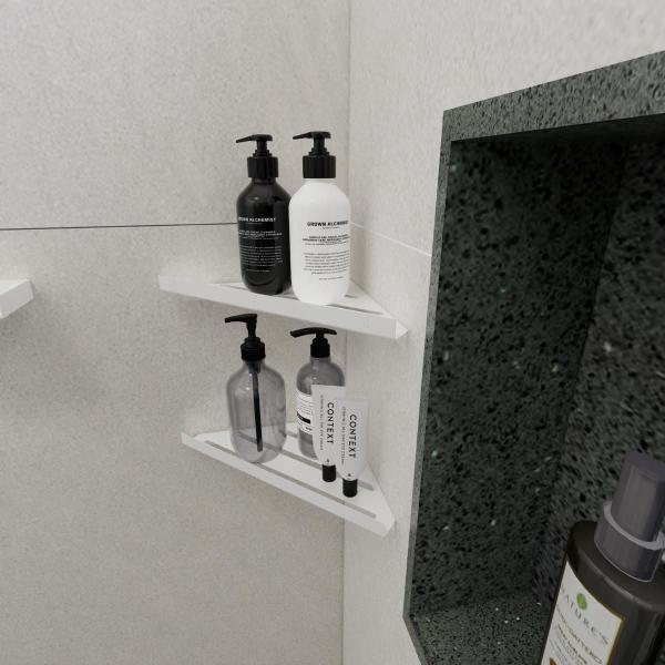 Imagem de Kit 2 Porta Shampoo Sabonete Parede Banheiro Suporte Canto