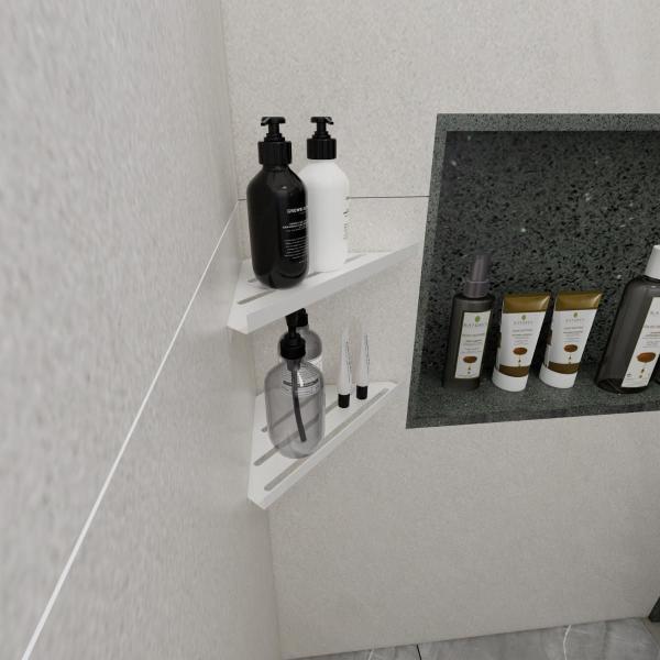 Imagem de Kit 2 Porta Shampoo Sabonete Parede Banheiro Suporte Canto