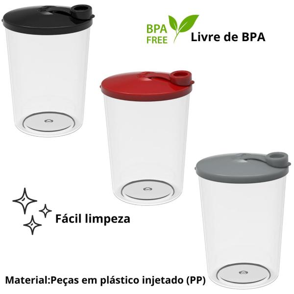 Imagem de Kit 2 Porta Tempero Condimentos  Organizador Multiuso 600ml Pequeno Plástico Resistente Livre de BPA