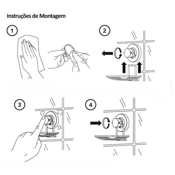 Imagem de Kit 2 Porta Toalha de Rosto Ventosa Banheiro Lavabo Cromado