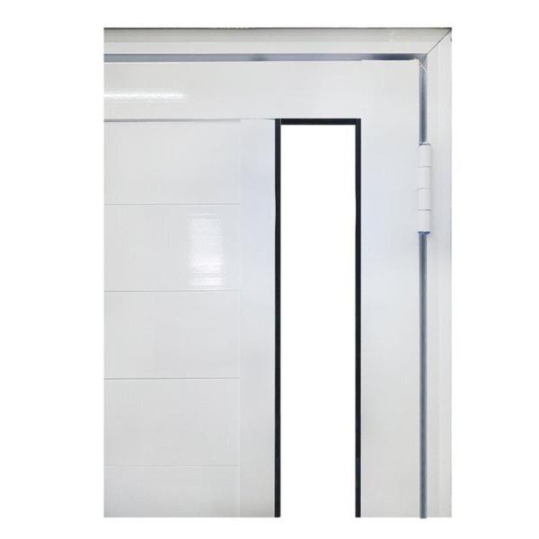 Imagem de Kit 2 Portas Lambril de Alumínio Direita 210x80cm com Friso e Visor Linha Veneza Esquadrias Bergamo Branco