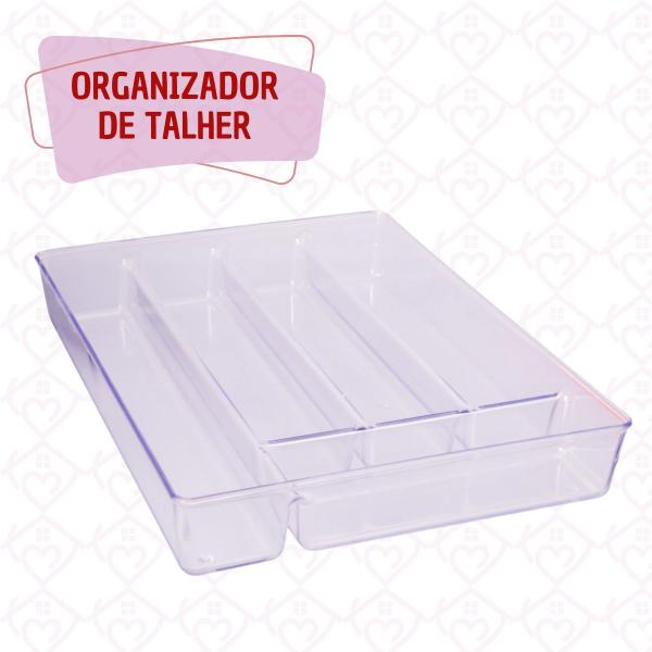 Imagem de Kit 2 Portas Talheres Organizador Acrilico Para Gavetas Cozinha