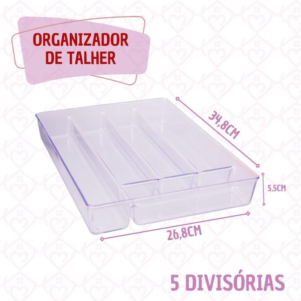 Imagem de Kit 2 Portas Talheres Organizador Acrilico Para Gavetas Cozinha