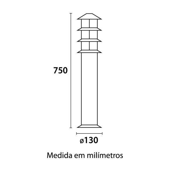 Imagem de Kit 2 Poste Jardim Balizador Oriental Prova D'água Externo Germany 8375110 75cm Preto E27