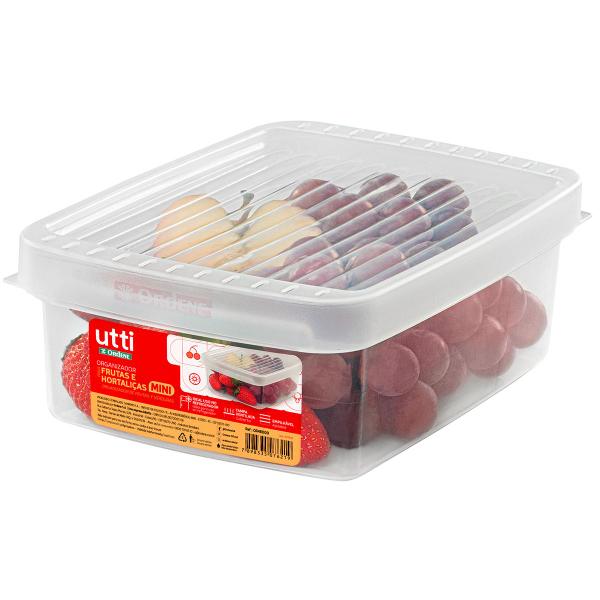 Imagem de kit 2 Pote Caixa Plástica p/ Frutas Saladas Guardar na Geladeira Uva Morango Tomate 1,6l Ordene Mini